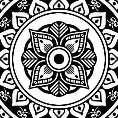 Mandala dekoratif yuvarlak süs. Tebrik kartı, telefon kılıfı baskı, vb için kullanılabilir. Elle çizilmiş arka plan, vektör beyaz izole. Eps 10 