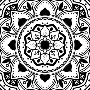 Mandala dekoratif yuvarlak süs. Tebrik kartı, telefon kılıfı baskı, vb için kullanılabilir. Elle çizilmiş arka plan, vektör beyaz izole. Eps 10 
