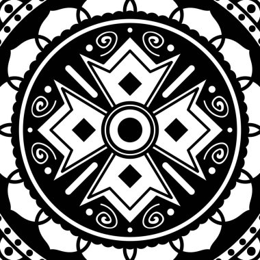 Mandala dekoratif yuvarlak süs. Tebrik kartı, telefon kılıfı baskı, vb için kullanılabilir. Elle çizilmiş arka plan, vektör beyaz izole. Eps 10 