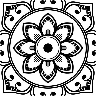 Mandala dekoratif yuvarlak süs. Tebrik kartı, telefon kılıfı baskı, vb için kullanılabilir. Elle çizilmiş arka plan, vektör beyaz izole. Eps 10 