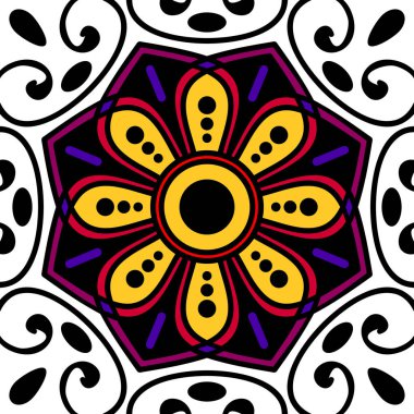 Mandala dekoratif yuvarlak süs. Tebrik kartı, telefon kılıfı baskı, vb için kullanılabilir. Elle çizilmiş arka plan, vektör beyaz izole. Eps 10 