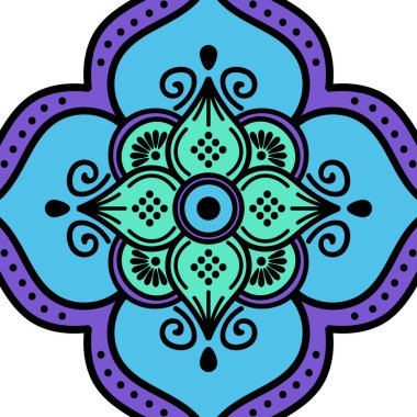 Mandala dekoratif yuvarlak süs. Tebrik kartı, telefon kılıfı baskı, vb için kullanılabilir. Elle çizilmiş arka plan, vektör beyaz izole. Eps 10 