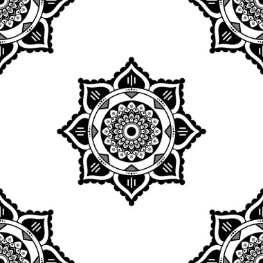 Mandala geometrik desenli soyut grafik kare arkaplan. Vektör illüstrasyonu
