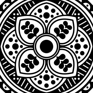 Mandala geometrik desenli soyut grafik kare arkaplan. Vektör illüstrasyonu