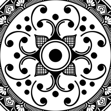 Mandala geometrik desenli soyut grafik kare arkaplan. Vektör illüstrasyonu