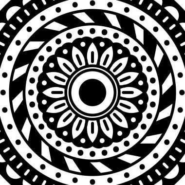 Mandala geometrik desenli soyut grafik kare arkaplan. Vektör illüstrasyonu