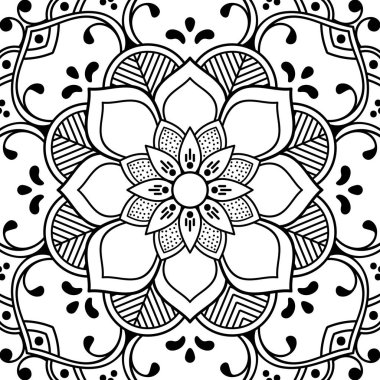 Mandala geometrik desenli soyut grafik kare arkaplan. Vektör illüstrasyonu