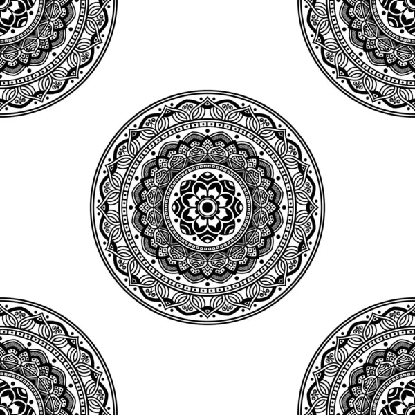 マンダラ幾何学的パターンを持つ抽象的なグラフィック正方形の背景 ベクターイラスト — ストックベクタ
