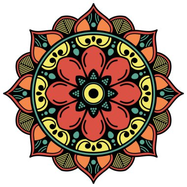 Beyaza izole edilmiş dekoratif etnik renk süsü. Tatil için iyi bir dekor. Yazdırma ve tebrik kartı için mükemmel.