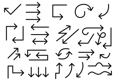 Beyaz arkaplana çizilmiş siyah okları yönlendir
