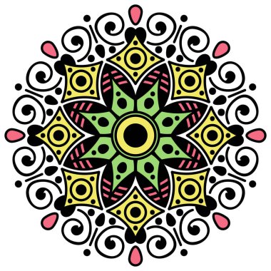 Beyaza izole edilmiş dekoratif etnik renk süsü. Tatil için iyi bir dekor. Yazdırma ve tebrik kartı için mükemmel.