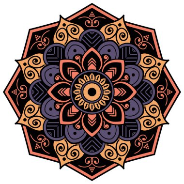 Beyaza izole edilmiş dekoratif etnik renk süsü. Tatil için iyi bir dekor. Yazdırma ve tebrik kartı için mükemmel.