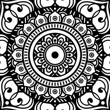 Mandala dekoratif yuvarlak süs. Tebrik kartı, telefon kılıfı baskı, vb için kullanılabilir. Elle çizilmiş arka plan, vektör beyaz izole. Eps 10 