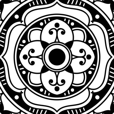 Mandala dekoratif yuvarlak süs. Tebrik kartı, telefon kılıfı baskı, vb için kullanılabilir. Elle çizilmiş arka plan, vektör beyaz izole. Eps 10 