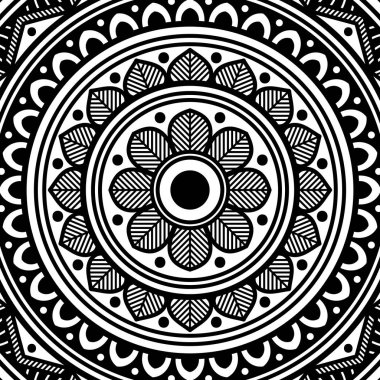 Mandala dekoratif yuvarlak süs. Tebrik kartı, telefon kılıfı baskı, vb için kullanılabilir. Elle çizilmiş arka plan, vektör beyaz izole. Eps 10 