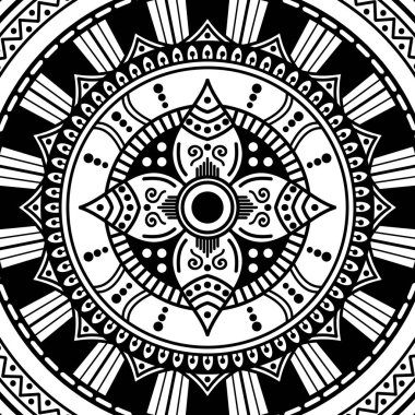 Mandala dekoratif yuvarlak süs. Tebrik kartı, telefon kılıfı baskı, vb için kullanılabilir. Elle çizilmiş arka plan, vektör beyaz izole. Eps 10 