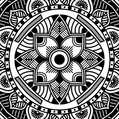 Mandala dekoratif yuvarlak süs. Tebrik kartı, telefon kılıfı baskı, vb için kullanılabilir. Elle çizilmiş arka plan, vektör beyaz izole. Eps 10 