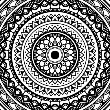 Mandala dekoratif yuvarlak süs. Tebrik kartı, telefon kılıfı baskı, vb için kullanılabilir. Elle çizilmiş arka plan, vektör beyaz izole. Eps 10 