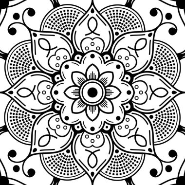 Mandala dekoratif yuvarlak süs. Tebrik kartı, telefon kılıfı baskı, vb için kullanılabilir. Elle çizilmiş arka plan, vektör beyaz izole. Eps 10 