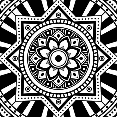 Mandala dekoratif yuvarlak süs. Tebrik kartı, telefon kılıfı baskı, vb için kullanılabilir. Elle çizilmiş arka plan, vektör beyaz izole. Eps 10 