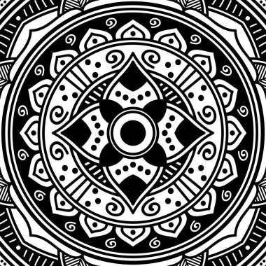 Mandala dekoratif yuvarlak süs. Tebrik kartı, telefon kılıfı baskı, vb için kullanılabilir. Elle çizilmiş arka plan, vektör beyaz izole. Eps 10 