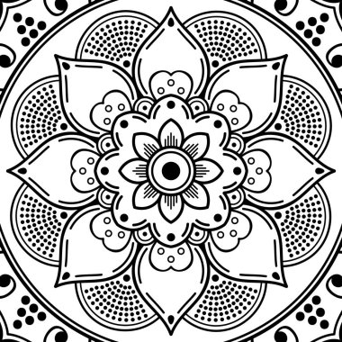 Mandala dekoratif yuvarlak süs. Tebrik kartı, telefon kılıfı baskı, vb için kullanılabilir. Elle çizilmiş arka plan, vektör beyaz izole. Eps 10 