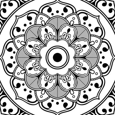 Mandala dekoratif yuvarlak süs. Tebrik kartı, telefon kılıfı baskı, vb için kullanılabilir. Elle çizilmiş arka plan, vektör beyaz izole. Eps 10 