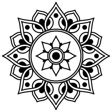Mandala dekoratif yuvarlak süs. Tebrik kartı, telefon kılıfı baskı, vb için kullanılabilir. Elle çizilmiş arka plan, vektör beyaz izole. Eps 10 