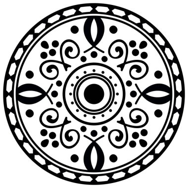 Mandala dekoratif yuvarlak süs. Tebrik kartı, telefon kılıfı baskı, vb için kullanılabilir. Elle çizilmiş arka plan, vektör beyaz izole. Eps 10 