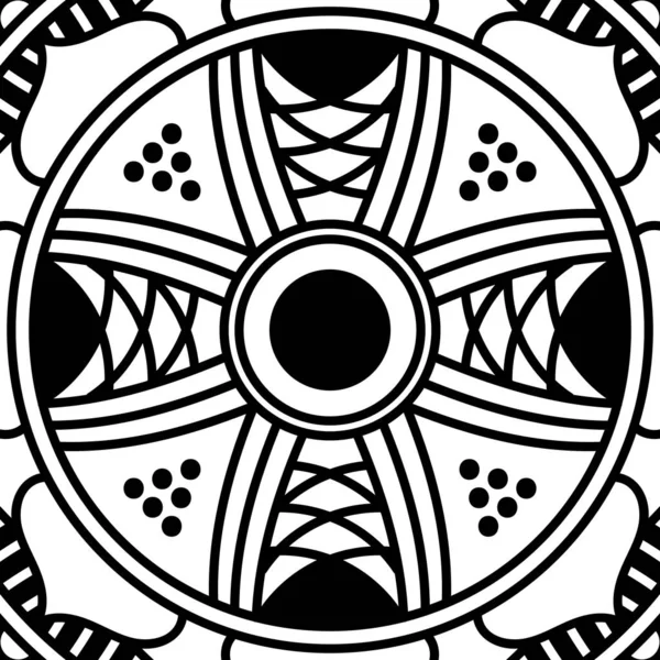 曼荼羅図黒と白 装飾ラウンドオーナメントパターン 抗ストレス療法パターン 大人のための着色 ベクトルイラスト Eps10 — ストックベクタ