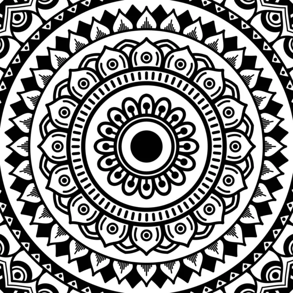 Mandala Vzor Černobílý Dekorativní Kruhový Ozdobný Vzor Vzory Antistresové Terapie — Stockový vektor