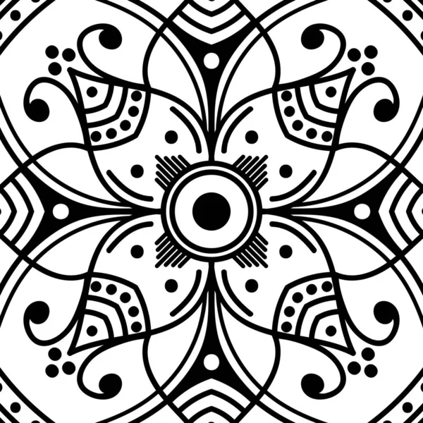Mandala Wzór Czarno Biały Dekoracyjny Okrągły Wzór Ozdobny Wzory Terapii — Wektor stockowy