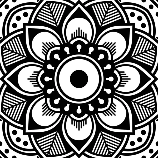 Mandala Muster Schwarz Und Weiß Dekorative Runde Ornamente Stress Therapiemuster — Stockvektor