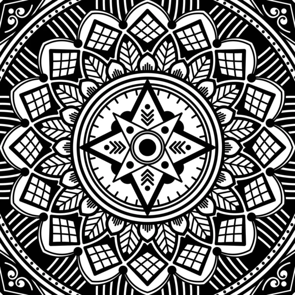 Mandala Pattern Black White Decorative Ornament Pattern Stress Therapy Patterns — Stock Vector