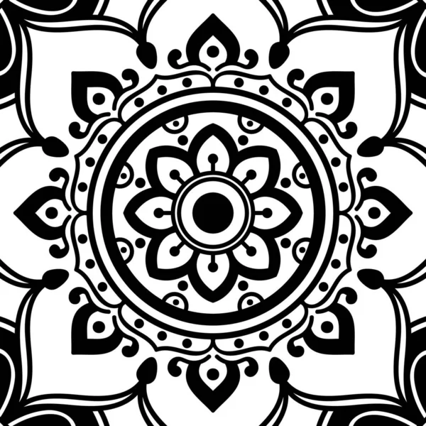 Patrón Mandala Blanco Negro Patrón Decorativo Ornamento Redondo Patrones Terapia — Vector de stock