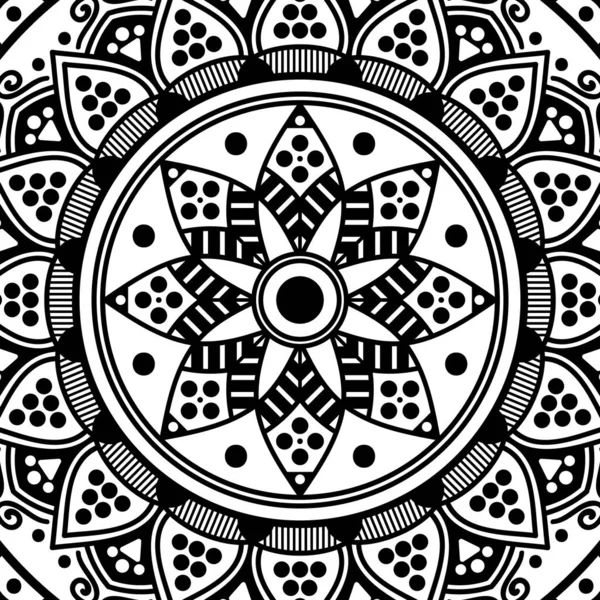 Mandala Wzór Czarno Biały Dekoracyjny Okrągły Wzór Ozdobny Wzory Terapii — Wektor stockowy
