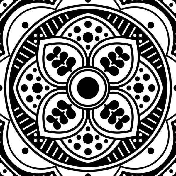 Patrón Mandala Blanco Negro Patrón Decorativo Ornamento Redondo Patrones Terapia — Vector de stock