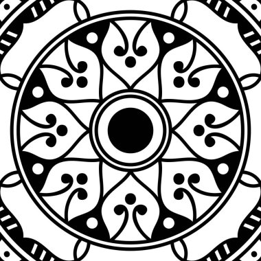 Mandala deseni siyah ve beyaz. Dekoratif yuvarlak süs deseni. Stres önleyici terapi kalıpları, yetişkinler için renklendirme. Vektör illüstrasyon Eps10