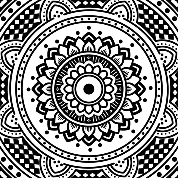 Patrón Mandala Blanco Negro Patrón Decorativo Ornamento Redondo Patrones Terapia — Vector de stock