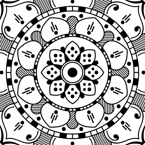 Patrón Mandala Blanco Negro Patrón Decorativo Ornamento Redondo Patrones Terapia — Vector de stock