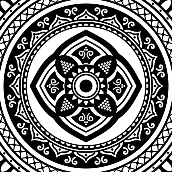 Mandala Pattern Black White Decorative Ornament Pattern Stress Therapy Patterns — Stock Vector