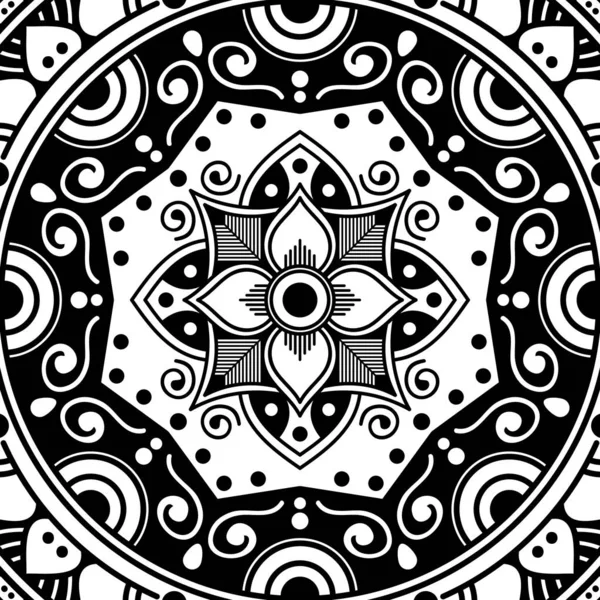 Mandala Μοτίβο Μαύρο Και Άσπρο Διακοσμητικό Στρογγυλό Μοτίβο Στολίδι Αντι — Διανυσματικό Αρχείο