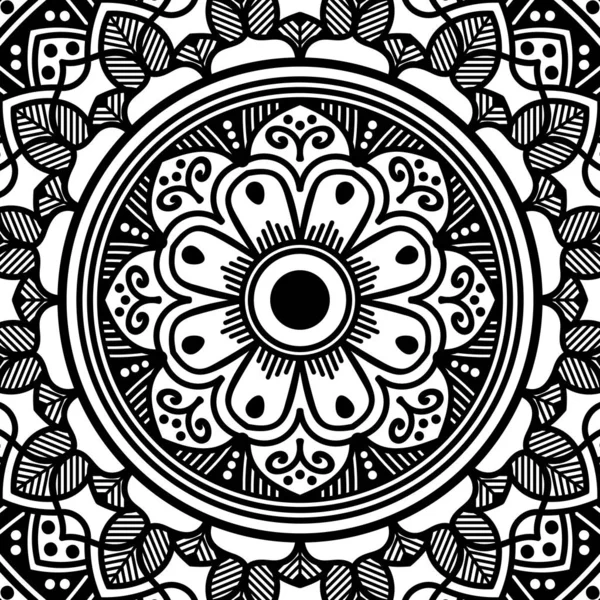 Mandala Vzor Černobílý Dekorativní Kruhový Ozdobný Vzor Vzory Antistresové Terapie — Stockový vektor