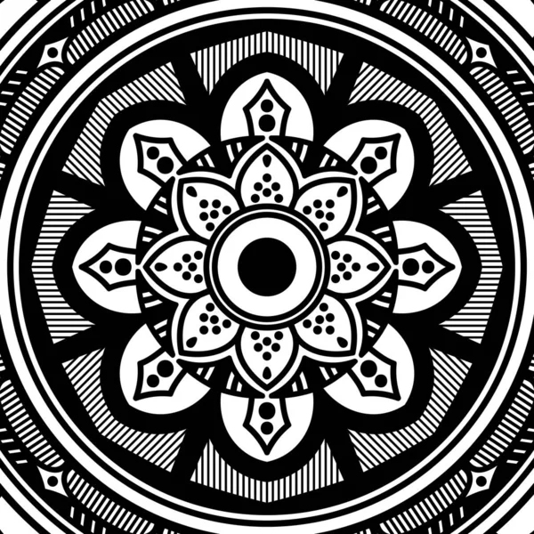 Mandala Modello Bianco Nero Decorativo Modello Ornamento Rotondo Modelli Terapia — Vettoriale Stock