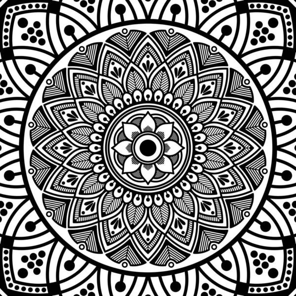 Mandala Modello Bianco Nero Decorativo Modello Ornamento Rotondo Modelli Terapia — Vettoriale Stock