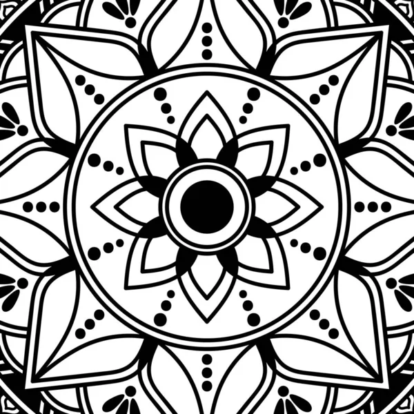 Patrón Mandala Blanco Negro Patrón Decorativo Ornamento Redondo Patrones Terapia — Archivo Imágenes Vectoriales