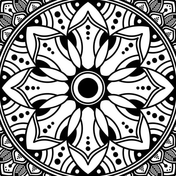 Patrón Mandala Blanco Negro Patrón Decorativo Ornamento Redondo Patrones Terapia — Vector de stock