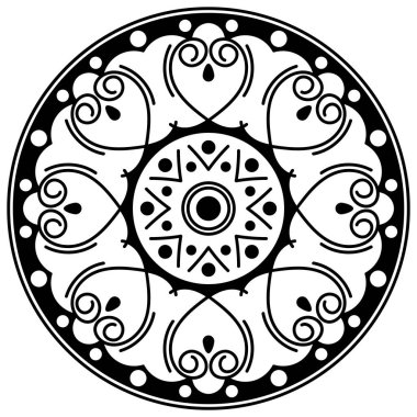 Mandala geometrik desenli soyut grafik kare arkaplan. Vektör illüstrasyonu