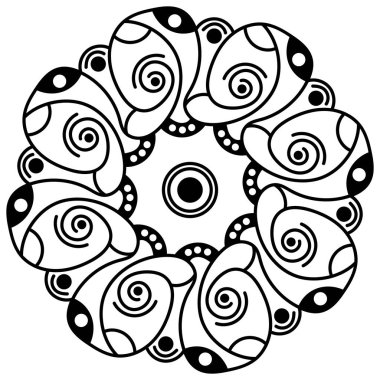 Mandala geometrik desenli soyut grafik kare arkaplan. Vektör illüstrasyonu