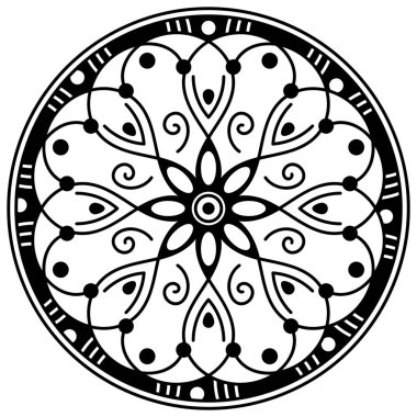 Mandala geometrik desenli soyut grafik kare arkaplan. Vektör illüstrasyonu